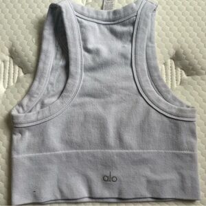 Alo White Ribbed Tank Top